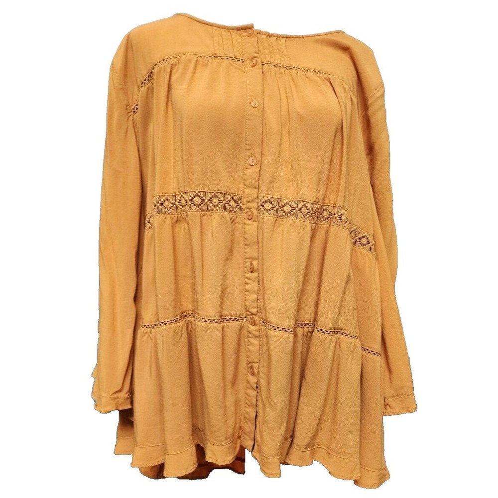 Melissa Paige Mustard Color Peasant Blouse Size 2X